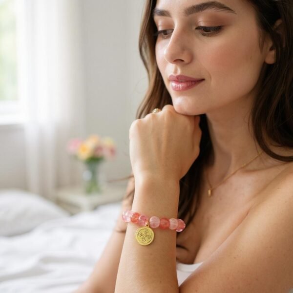 The Benedetta bracelet is crafted with radiant rose jade beads and adorned with a gold-plated medallion of faith. A timeless piece that embodies devotion, protection, and elegance, it brings together Italian heritage and modern refinement. Worn alone or layered, it serves as a reminder of strength and blessing in daily life. It pairs beautifully when stacked with the classic green jade beaded bracelet. The combination creates a fresh, balanced look that symbolizes harmony and renewal.