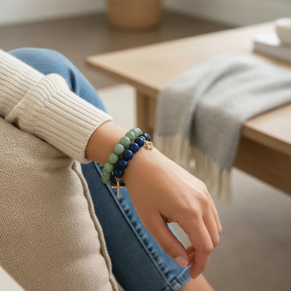 The Fede Blu Bracelet embodies timeless devotion and elegance. Crafted with deep blue polished beads, it symbolizes serenity and strength. Accented with two gold-plated charms—a sparkling pavé cross and a delicate quatrefoil—it represents faith, balance, and divine protection. Whether worn alone or stacked with complementary designs, this bracelet brings a touch of Italian sophistication and spiritual meaning to every moment. Pair the Fede Blu Bracelet with the Verde Classico Bracelet for a bold yet harmonious combination. The deep navy blue beads of Fede Blu reflect wisdom and strength, while the rich green tones of Verde Classico symbolize renewal and prosperity. Together, accented with gold-plated charms of faith and fortune, this stack becomes a powerful expression of balance, protection, and timeless Italian elegance. Wear them stacked for a statement look that transitions seamlessly from day to evening.