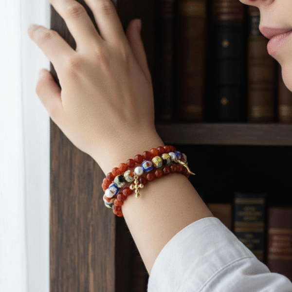 Celebrate your heritage with the Italia Amuleto bracelet — a bold fusion of Italian tradition and protective symbolism. Featuring radiant gold-tone textured beads paired with faceted crystals in the colors of the Italian flag, this bracelet is adorned with two powerful charms: the iconic red cornicello horn for good fortune and the protective evil eye to ward off negativity. Perfect for everyday wear or as a statement of cultural pride, it’s more than jewelry — it’s a talisman of heritage, luck, and love.