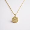 The Benedetta necklace captures timeless grace with a gold-plated round medallion pendant, intricately detailed with a radiant cross framed in shimmering crystals. Inspired by devotion and elegance, this piece blends strength of faith with classic Italian artistry. A meaningful heirloom design to wear close to your heart, Benedetta is a symbol of protection, hope, and everlasting style