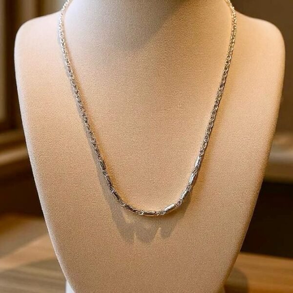 The Catena Argento is a timeless silver chain necklace crafted to embody both strength and simplicity. Its sleek links reflect understated elegance, making it the perfect piece for layering or wearing alone. Whether styled for everyday sophistication or paired with a statement pendant, this chain serves as a versatile foundation in any jewelry collection. Made with high-quality silver plating, the Catena Argento captures the balance between durability and refinement.