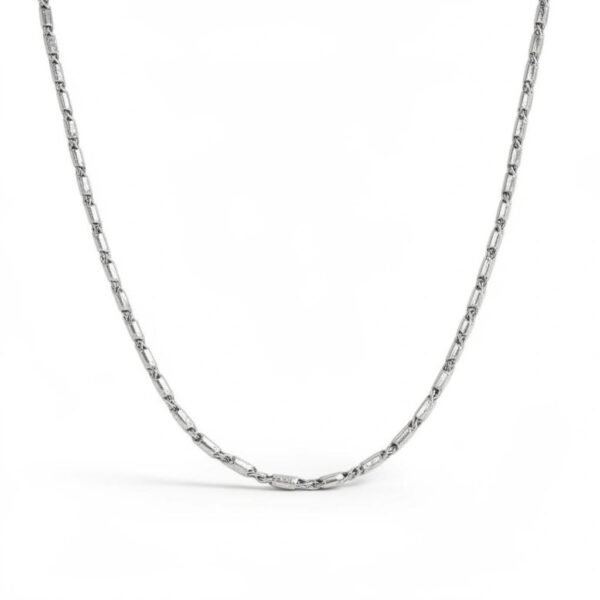 "Catena Argento" Strength in every link. The Catena Argento Necklace is a refined expression of strength, balance, and everyday elegance. Designed with clean, sleek links and finished in luminous silver plating, this timeless chain embodies simplicity with intention. Each link reflects light subtly, creating a polished look that feels both modern and enduring. Crafted to be as versatile as it is durable, the Catena Argento Necklace is perfect worn on its own for understated sophistication or layered with other chains and pendants for a more elevated, contemporary style. Its classic silhouette makes it a staple piece—effortlessly transitioning from day to night, casual to refined. Built with high-quality silver plating for lasting wear, this necklace serves as the foundation of any jewelry collection. Confident, versatile, and timeless, Catena Argento is designed to carry strength and style through every moment.