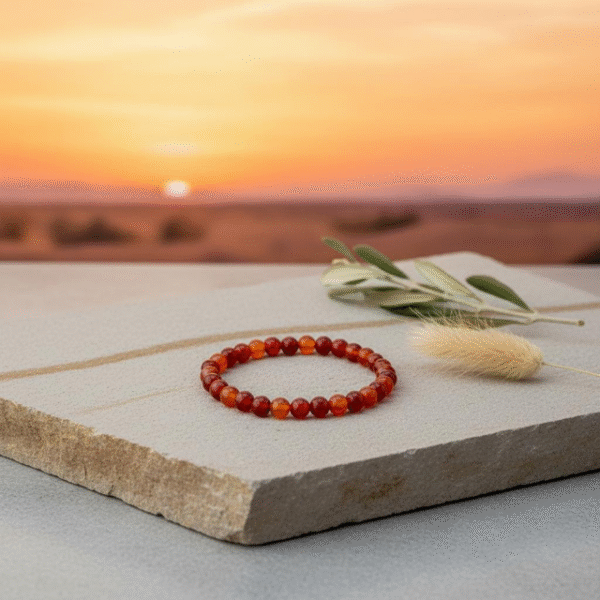 The Fiamma di Vita Bracelet is crafted from natural carnelian gemstones, revered since ancient times as stones of vitality, courage, and creativity. Each fiery bead radiates warmth and energy, inspiring confidence and inner power. Its deep orange-red tones symbolize the flame of life, making it a timeless piece for those who seek motivation, resilience, and bold self-expression. Wear it as a talisman of passion and perseverance — whether on your journey of personal growth, during moments of challenge, or as a daily reminder to embrace life with fearless energy.