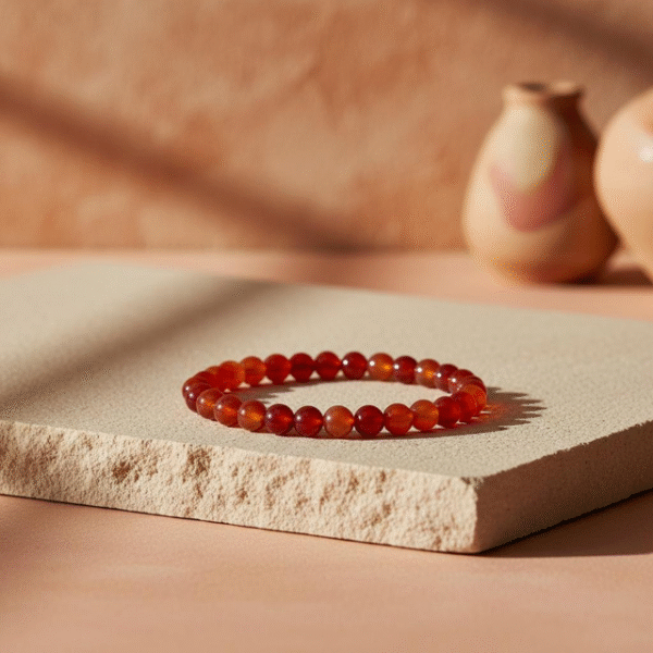 The Fiamma di Vita Bracelet is crafted from natural carnelian gemstones, revered since ancient times as stones of vitality, courage, and creativity. Each fiery bead radiates warmth and energy, inspiring confidence and inner power. Its deep orange-red tones symbolize the flame of life, making it a timeless piece for those who seek motivation, resilience, and bold self-expression. Wear it as a talisman of passion and perseverance — whether on your journey of personal growth, during moments of challenge, or as a daily reminder to embrace life with fearless energy.