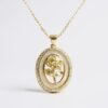 The Luna Rosa Necklace is a romantic fusion of celestial glow and timeless beauty. Framed in an oval of luminous mother-of-pearl and shimmering crystals, it features a golden rose at its heart, plated in radiant gold for a touch of everlasting elegance. Symbolizing love, femininity, and grace, this piece transitions seamlessly from day to night, making it a treasured addition to any jewelry collection.