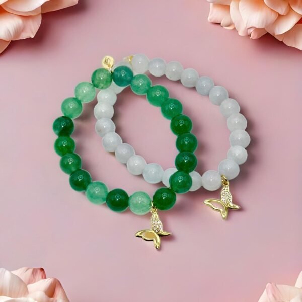 The Farfalla Bracelet is a celebration of renewal and elegance. Featuring radiant blue beads symbolizing harmony and growth, it is adorned with a delicate gold-plated butterfly charm accented with shimmering stones. The butterfly, or farfalla in Italian, is a timeless emblem of transformation, freedom, and beauty. A versatile piece designed to uplift any look, it carries both style and meaning.