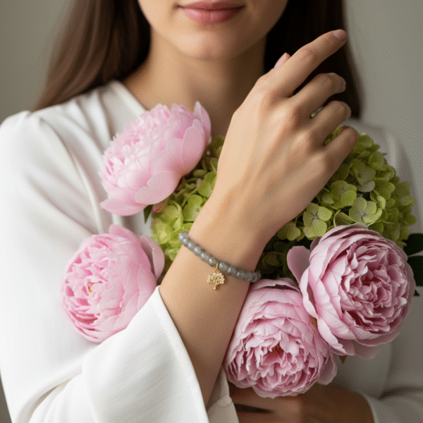 Graceful, grounding, and filled with meaning — the Albero di Luce bracelet is a symbol of growth, strength, and new beginnings. Handcrafted with shimmering natural grey labradorite beads, it's adorned with a delicate gold Tree of Life charm that celebrates connection to nature and inner balance. The soft glow of each bead reflects subtle flashes of light—gentle reminders to stay rooted while reaching toward your dreams. Elegant enough for special occasions and meaningful enough for everyday wear, this bracelet is a modern talisman for the soul.
