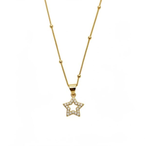 "Stella di Luce" Guided by light. The Stella di Luce Necklace is a radiant symbol of hope, guidance, and inner light. Crafted in luminous gold plating, this delicate star-shaped pendant is outlined with shimmering crystal accents, creating a soft sparkle that catches the light with every movement. The open star design represents direction and possibility—serving as a reminder to trust your path and shine with confidence. Suspended from a refined gold-plated station chain, this necklace offers effortless elegance and everyday versatility. Perfect worn alone for a subtle statement or layered with other Bella Pia favorites, the Stella di Luce Necklace is a meaningful keepsake designed to inspire and illuminate, day or night.